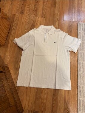 Vineyard Vines White Polo with Navy Whale Logo